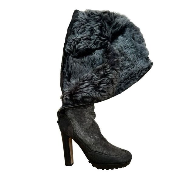 Ugg Collection Donata/brown Shearling High Heel Boots Size 7 made in Italy - Picture 8 of 11